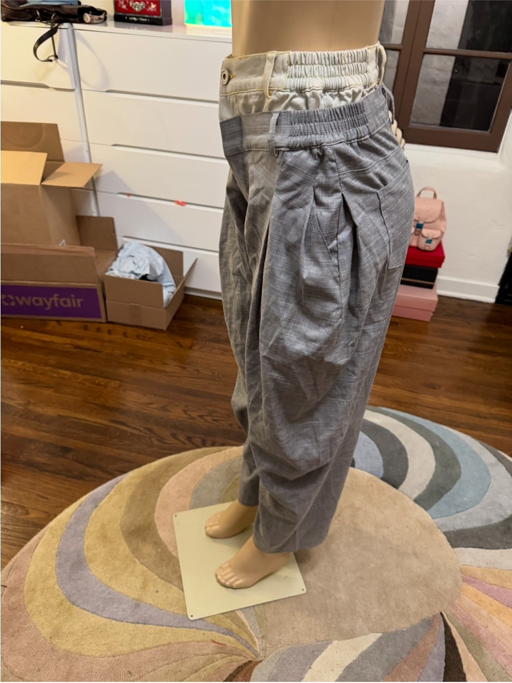 Grey pleated trousers with double waistband styling NWOT size S - Picture 8 of 9